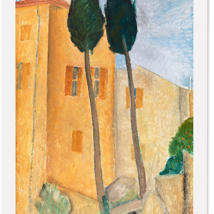 art print of Amedeo Modigliani's Cypresses and Houses at Cagnes