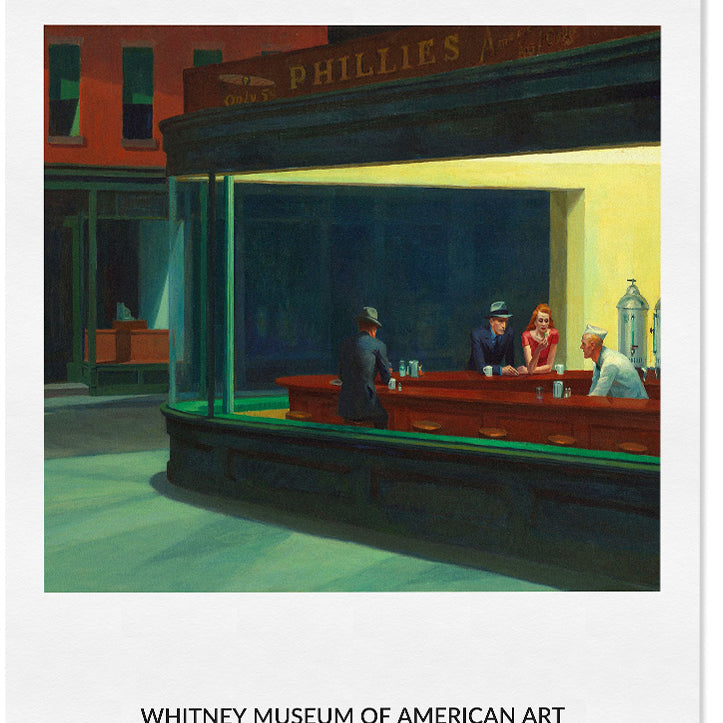 Edward Hopper Nighthawks poster, Mid-Century Modern Exhibition Poster