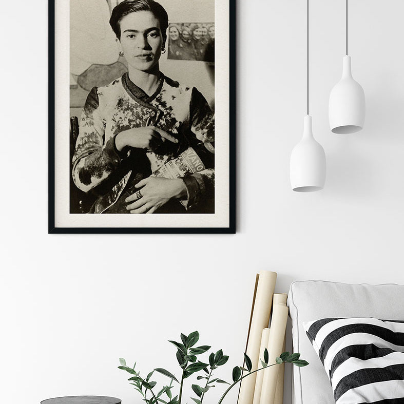 Frida Kahlo Portrait Black and White