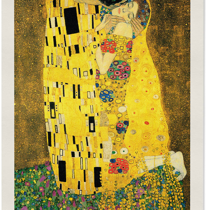Gustav Klimt poster featuring his artwork 'The Kiss' from 1907.