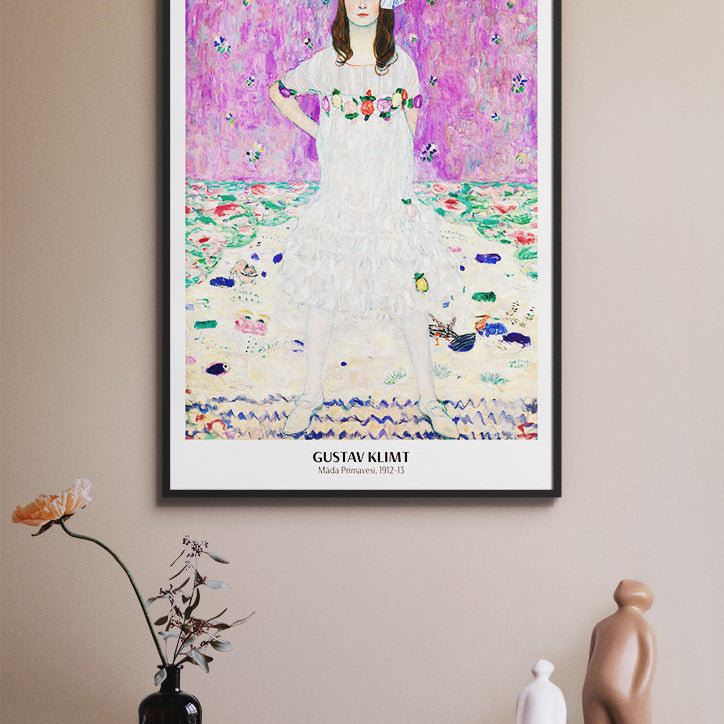 Gustav Klimt art poster featuring his artwork 'Mada Primavesi' from 1912
