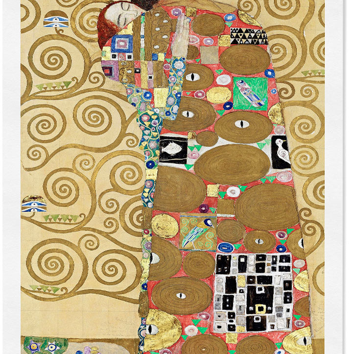 Gustav Klimt art print featuring his artwork 'Fulfilment' from 1905.