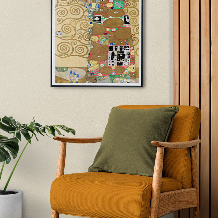 Gustav Klimt art print featuring his artwork 'Fulfilment' from 1905.