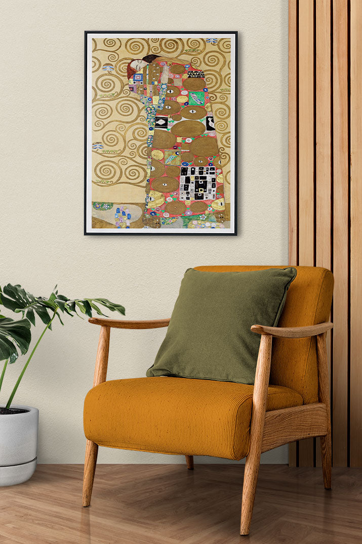 Gustav Klimt art print featuring his artwork 'Fulfilment' from 1905.