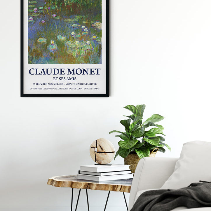 Claude Monet - Water Lilies Art Print framed on the wall