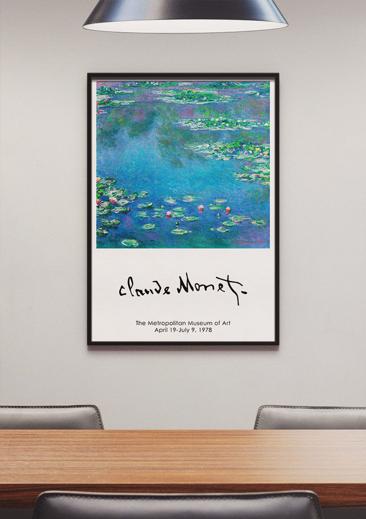Claude Monet art poster, featuring his masterpiece 'Water Lilies'.