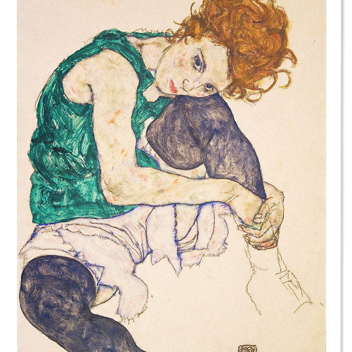 Egon Schiele Print - Sitting Woman with Legs Drawn Up