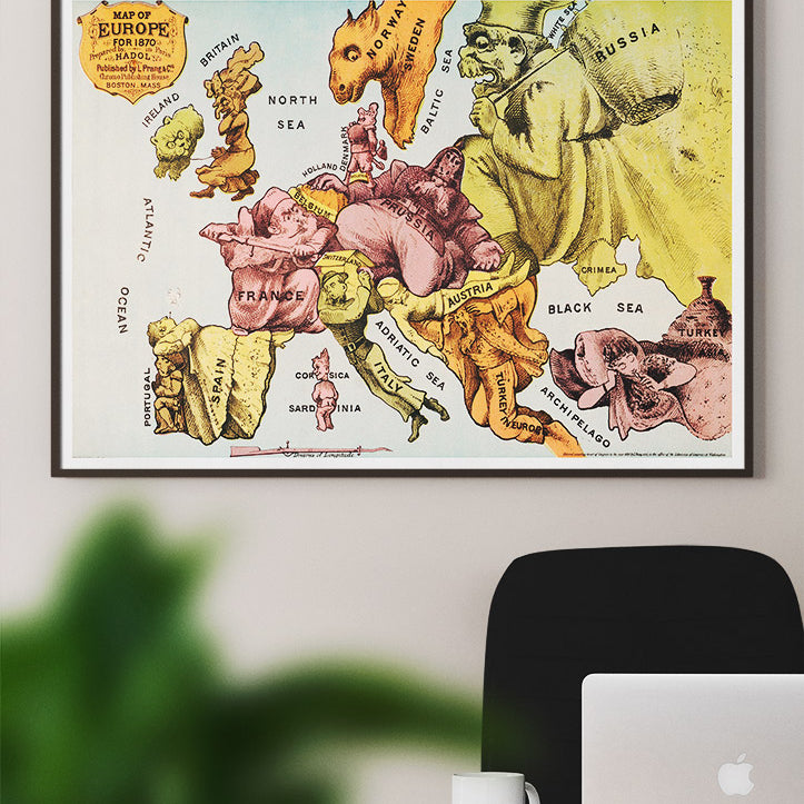 Illustrated Map of Europe 1870
