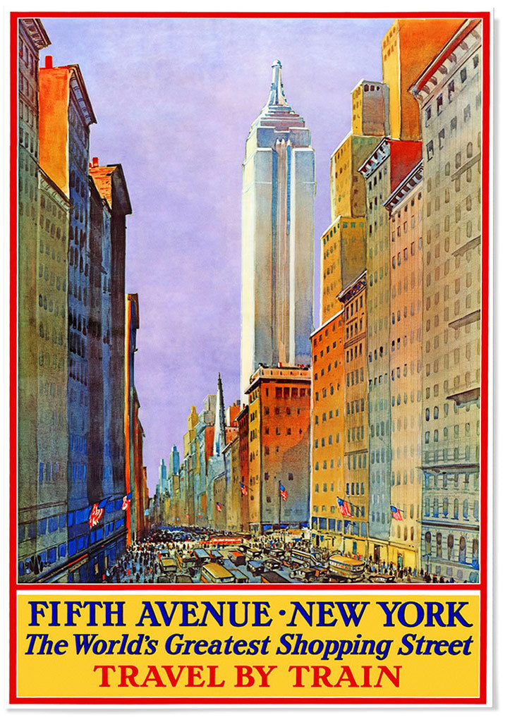 Vintage New York Travel Poster 5th Avenue