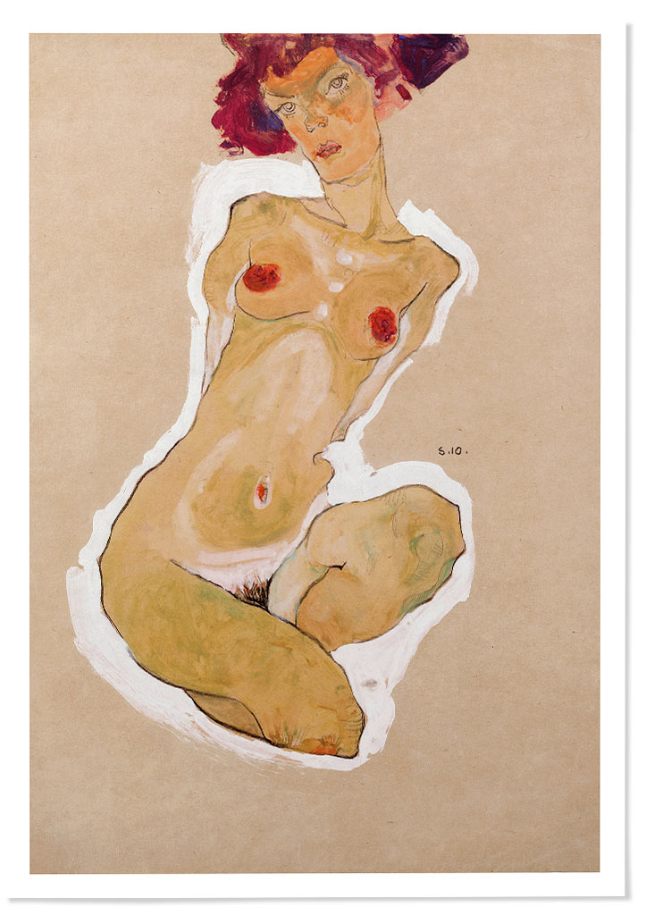 Egon Schiele - Squatting Female Nude