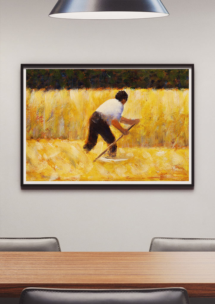 Georges Seurat art print featuring his painting 'The Mower'.