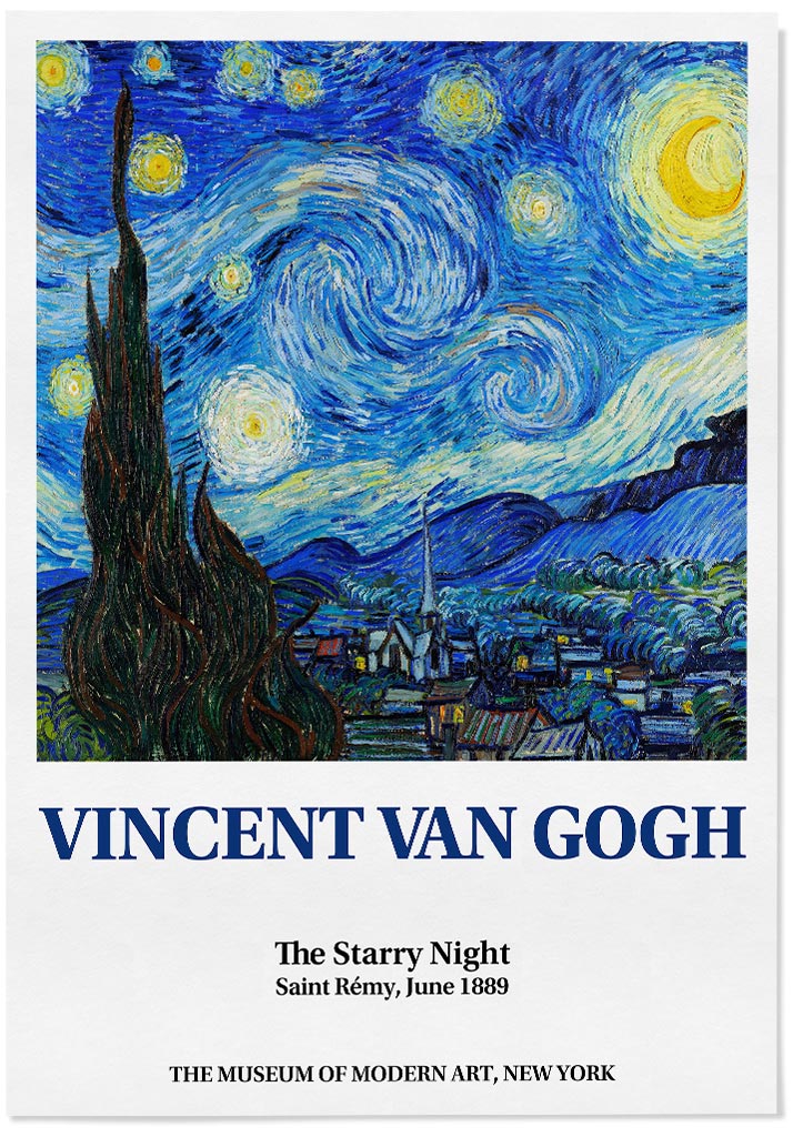 Vincent van Gogh Starry Night Art Print, Exhibition Poster