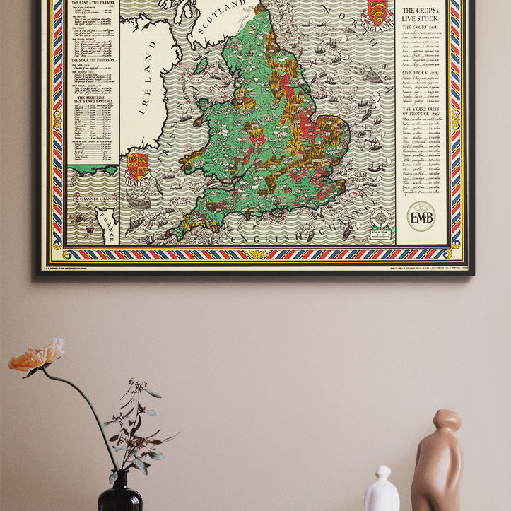 England 'The Crops & Live Stock' Map