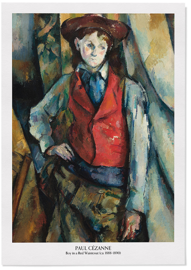 Cezanne painting Boy in red waistcoat, art print for home decor