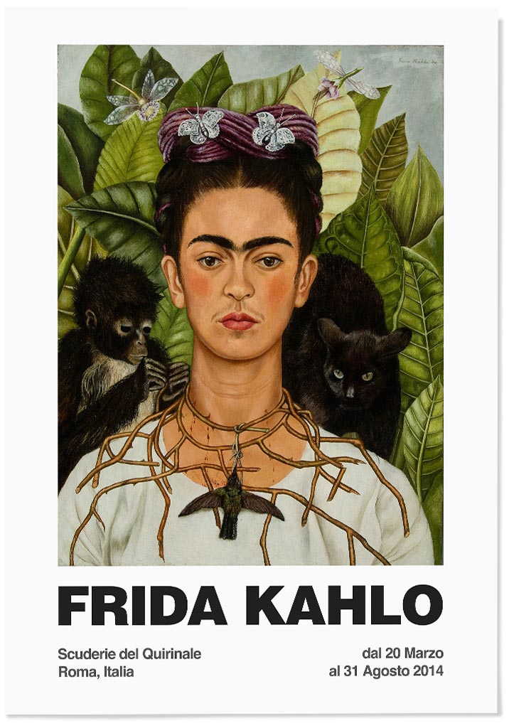 Frida Kahlo Print - Self Portrait with Thorn Necklace