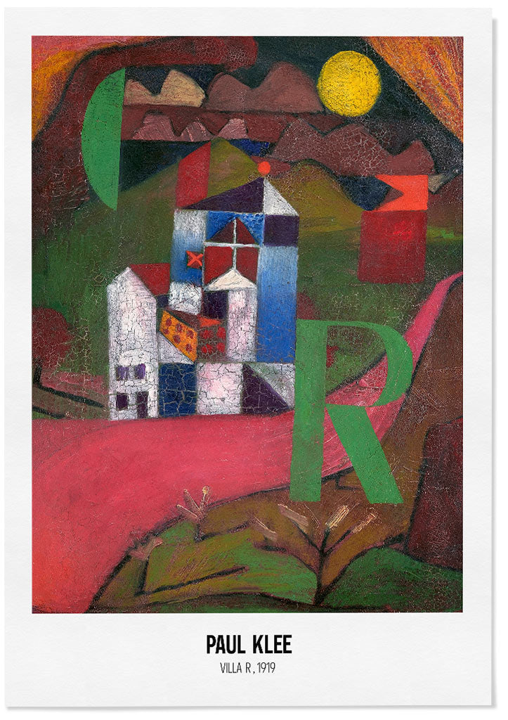 Abstract art poster featuring Paul Klee's 'Villa R' painting. 