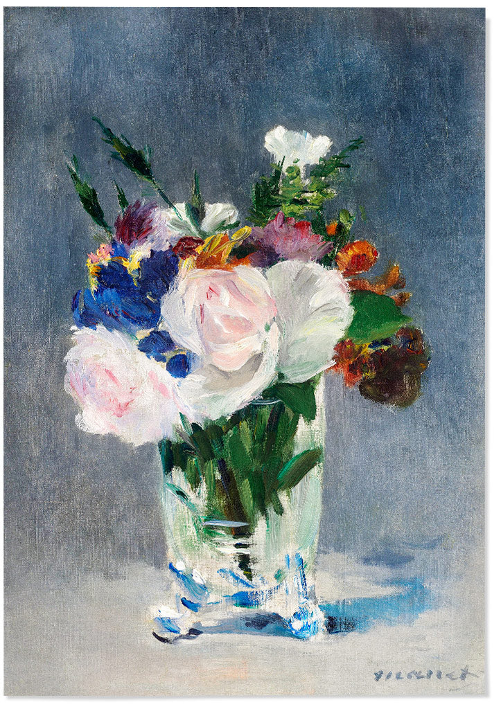 A beautiful art print of Édouard Manet featuring his painting 'Flowers in a Crystal Vase'.