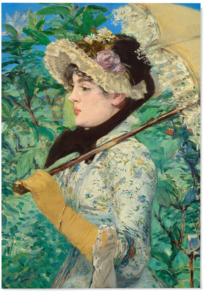 A beautiful art poster by Édouard Manet featuring his painting Spring (Jeanne) from 1881.