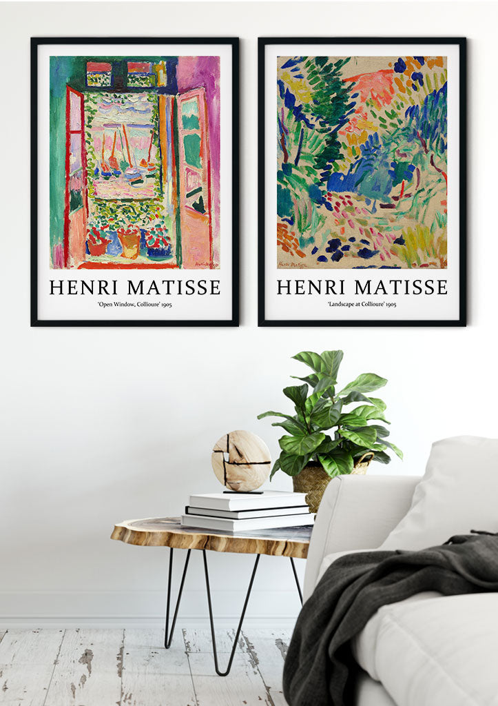 Henri Matisse Art Print Set - Open Window and Landscape at Collioure