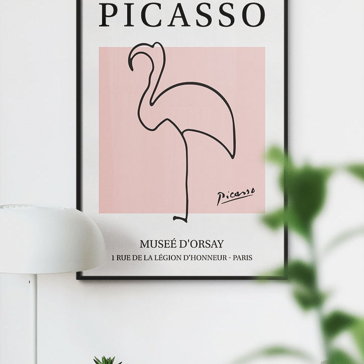 Picasso Line Art Drawing - Flamingo