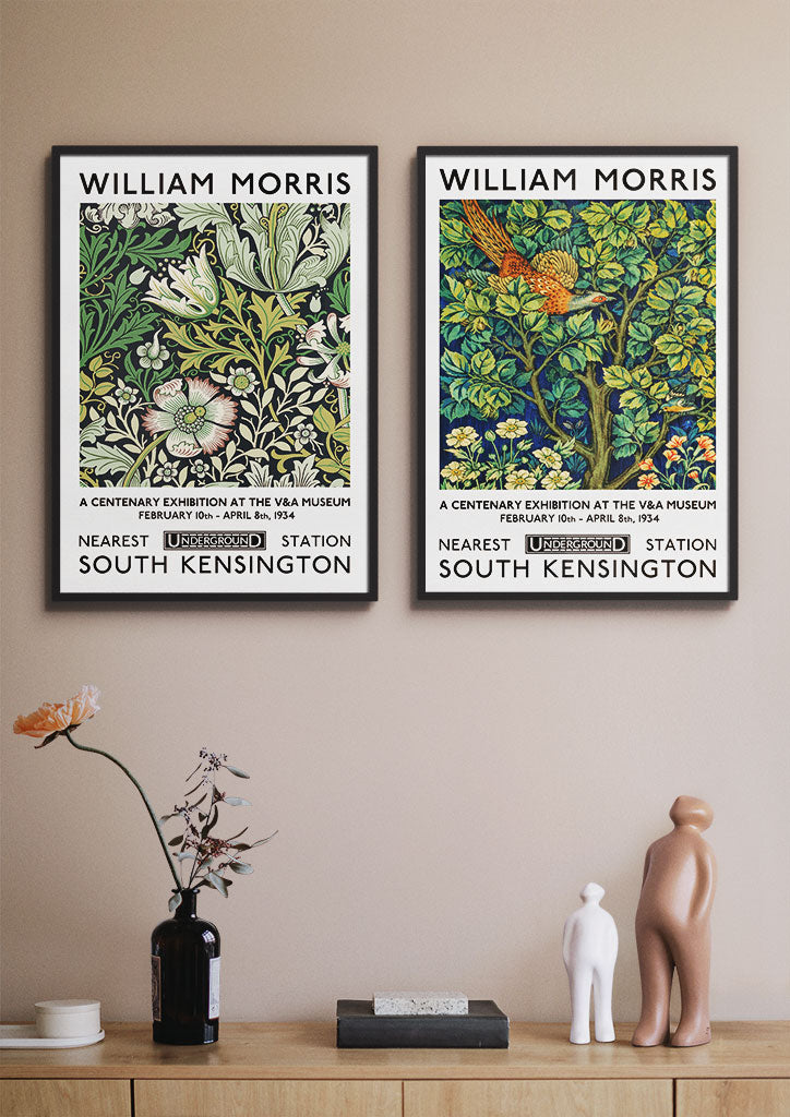 William Morris prints, Compton and Cock Pheasant art nouveau designs